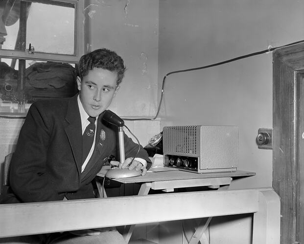 Man Using Broadcasting Equipment, Melbourne, Victoria, 1956