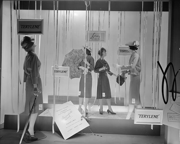 Myer Pty Ltd, Leroy Clothing Window Display, Melbourne, Victoria, Oct 1958