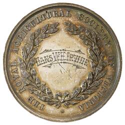 Medal - Royal Agricultural Society of Victoria, Second Prize, Victoria, Australia, 1890-1891