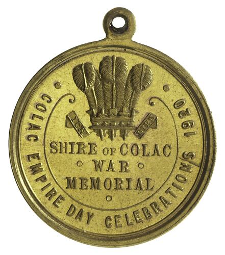 Medal - Visit of the Prince of Wales to Colac, 1920 AD
