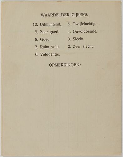 School Report - 'Rapport', Hendrika Perdon, Rotterdam, The Netherlands, 1945-46