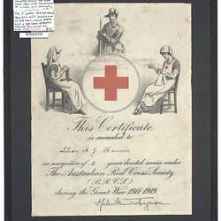 Framed Certificate - The Australian Red Cross Society