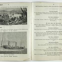 Printed double page of booklet,  in black and white with black and white photographs and illustrations.