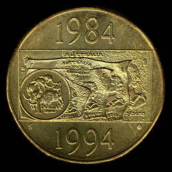 Australia, Dollar, 10th Anniversary of introduction of dollar coin, Obverse