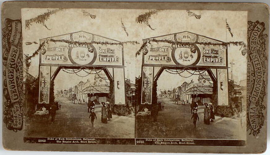 Stereograph - Empire Arch, Ballarat, Federation Celebrations, 1901