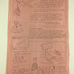 Pink sheet with black printing.
