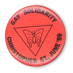 Badge - Gay Solidarity / Christopher St, June '69, circa 1969-1986