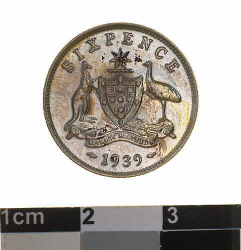 Proof Coin - Sixpence, Australia, 1939, photographed by Museums Victoria