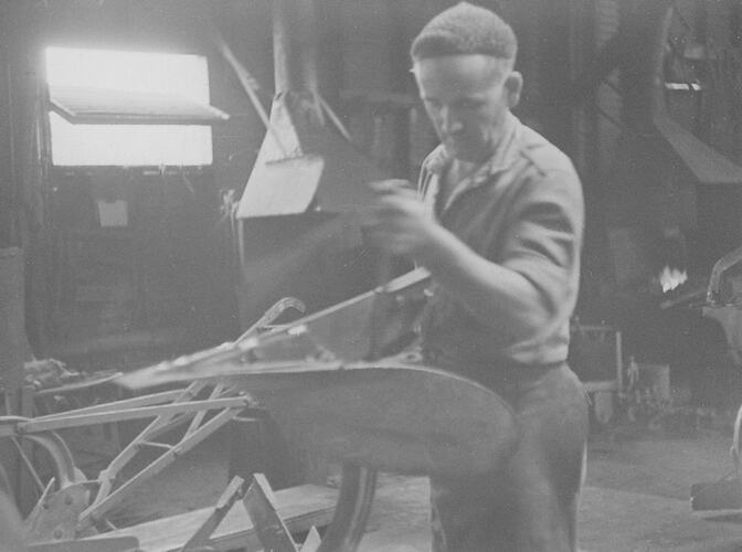 Photograph - Metal worker in factory