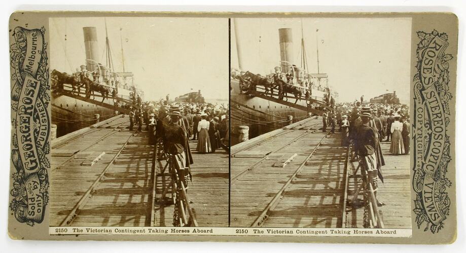 Rose Stereograph - 'The Victorian Contingent Taking Horses Aboard', circa 1900