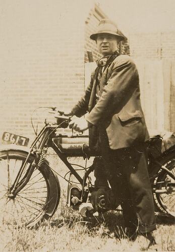Digital Photograph - Man with his Motorbike, Brunswick, 1922