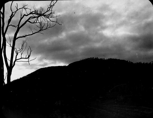 Lantern Slide - Night Silhouette of Hill, Australia, Date Unknown. [BA 1625]