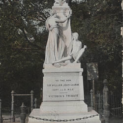 Postcard - Monument to Sir William Clarke, Treasury Gardens, Melbourne, 1907
