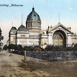 Postcard - Eastern Facade, Exhibition Building, REM Series, Melbourne, circa 1914