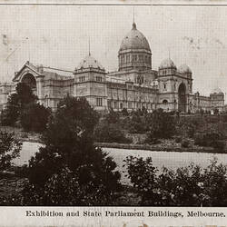 Postcard - South West Facade, Exhibition Building, Melbourne Series, Melbourne, circa 1920