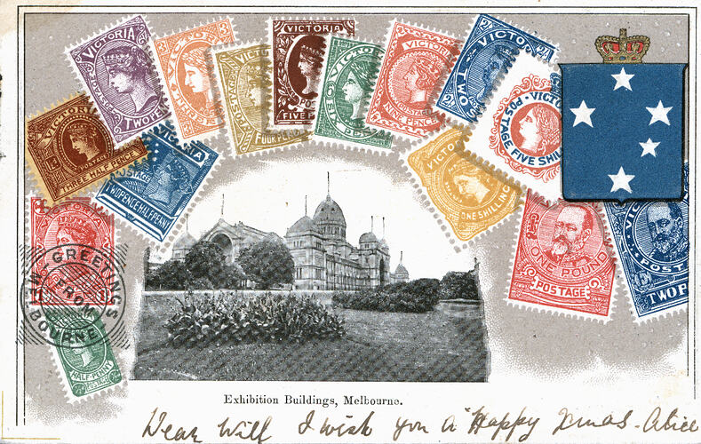 Postcard - South West Facade, Exhibition Building, VSM Series, Melbourne, circa 1906