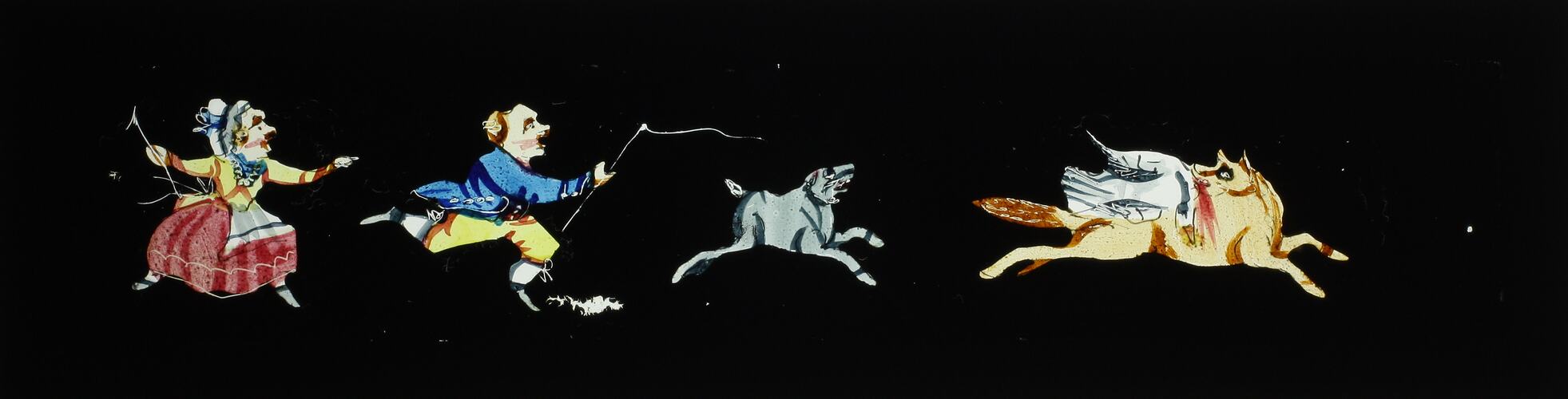Lantern Slide - Man, Woman and Two Dogs, 1820-1860
