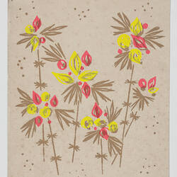 Greeting Card - Flowers, Yellow, Pink and Gold, circa 1949-1955