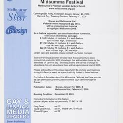 Flyer - Midsumma Festival, Melbourne, 2006