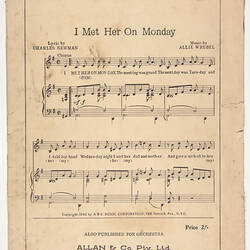 Sheet Music - Allan & Co. Pty Ltd, 'A Boy in Khaki - A Girl in Lace', 1942