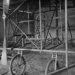 Negative - Duigan Biplane Under Construction in Shed, Spring Plains, Mia Mia, Victoria, 1910