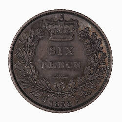 Coin - Sixpence, Queen Victoria, Great Britain, 1838 (Reverse)