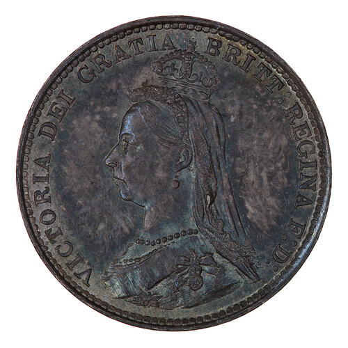 Coin - Threepence, Queen Victoria, Great Britain, 1887 (Obverse)