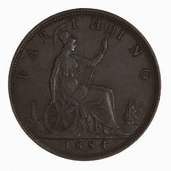 Coin - Farthing, Queen Victoria, Great Britain, 1884 (Reverse)
