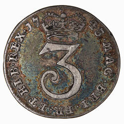 Coin - Threepence, George II, England, Great Britain, 1743 (Reverse)