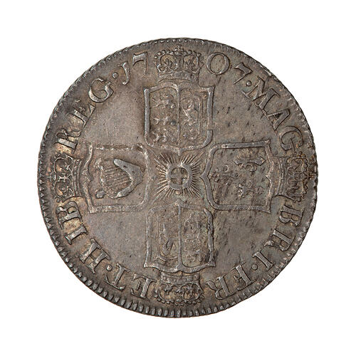 Coin - 1 Shilling, Queen Anne, England, Great Britain, 1707 (Reverse)