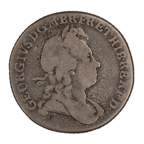 Coin - Sixpence, George I, Great Britain, 1726 (Obverse)