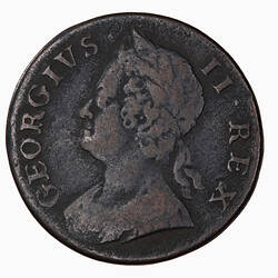 Coin - Halfpenny, George II, Great Britain, 1754 (Obverse)