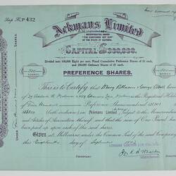 Scrip - Ackmans Limited, Fitzroy, Victoria, 1942