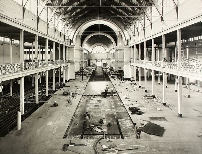 Photograph - Programme '84, Timber Floor Replacement in the Great Hall, Royal Exhibition Buildings, 1984