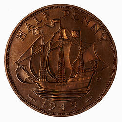 Proof Coin - Halfpenny, George VI, Great Britain, 1949 (Reverse)