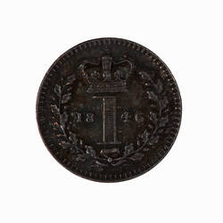 Coin - Penny (Maundy), Queen Victoria, Great Britain, 1846 (Reverse)