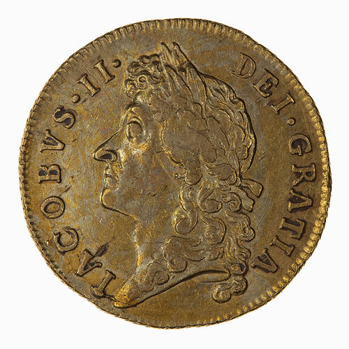 Coin - Guinea, James II, Great Britain, 1686 (Obverse)