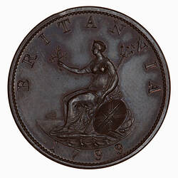 Pattern Coin - Halfpenny, George III, Great Britain, 1799 (Reverse)