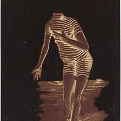 Negative Vignette - Man in Striped Swimsuit, circa 1900