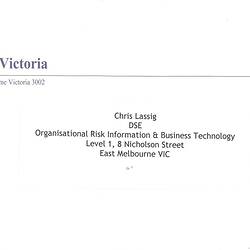 Letter  - Premier of Victoria John Brumby to Christopher Lassig, Department of Sustainability & Environment, Melbourne, 2009
