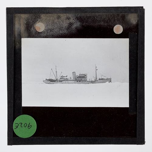 Lantern Slide - Royal Research Ship Discovery II in Pack Ice, Ellsworth Relief Expedition, Antarctica, 1935-1936