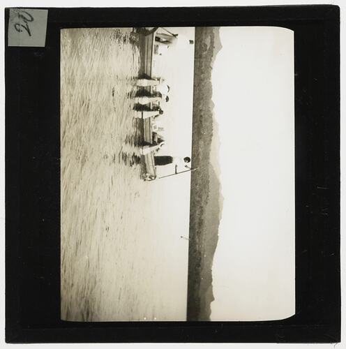 Lantern Slide - Tourists in Canoe Looking into Water, Fiji, circa 1920s