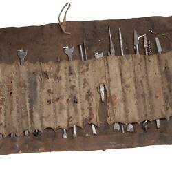 Leather Pouch with Drill Bits - Leather & Metal, England, circa 1890s