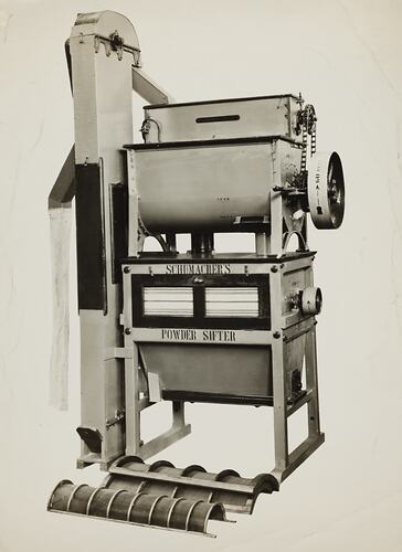 Photograph - Schumacher Mill Furnishing Works, Mixing and Sifting Machine, Port Melbourne, Victoria, circa 1930s