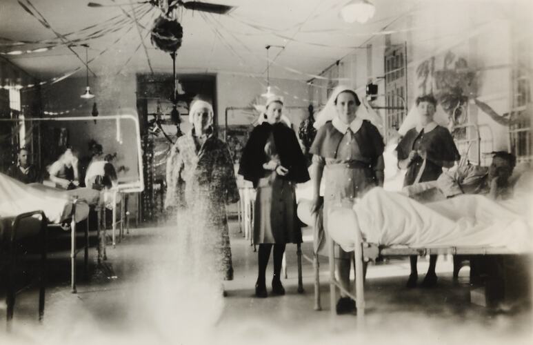 Photograph - Group Portrait in Medical Facility, Palestine, World War II, 25 Dec 1943