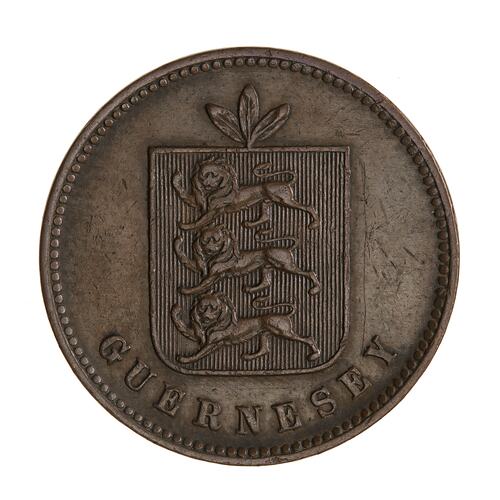 Coin - 4 Doubles, Guernsey, Channel Islands, 1858