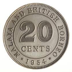 Proof Coin - 20 Cents, Malaya & British Borneo, 1954