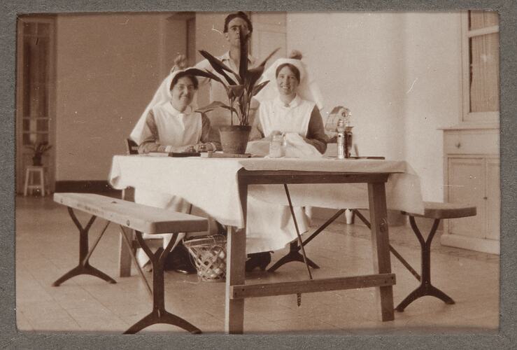 World War I, Two Nurses & Man at Table, Egypt, 1915-1917