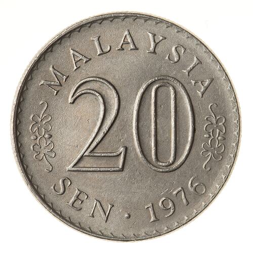 Coin - 20 Sen, Malaysia, 1976