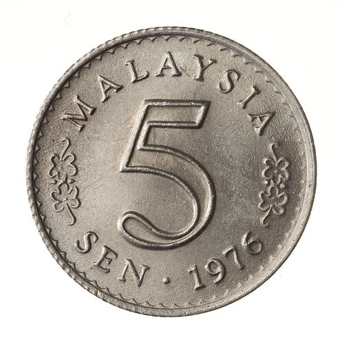 Coin - 5 Cents, Malaysia, 1976